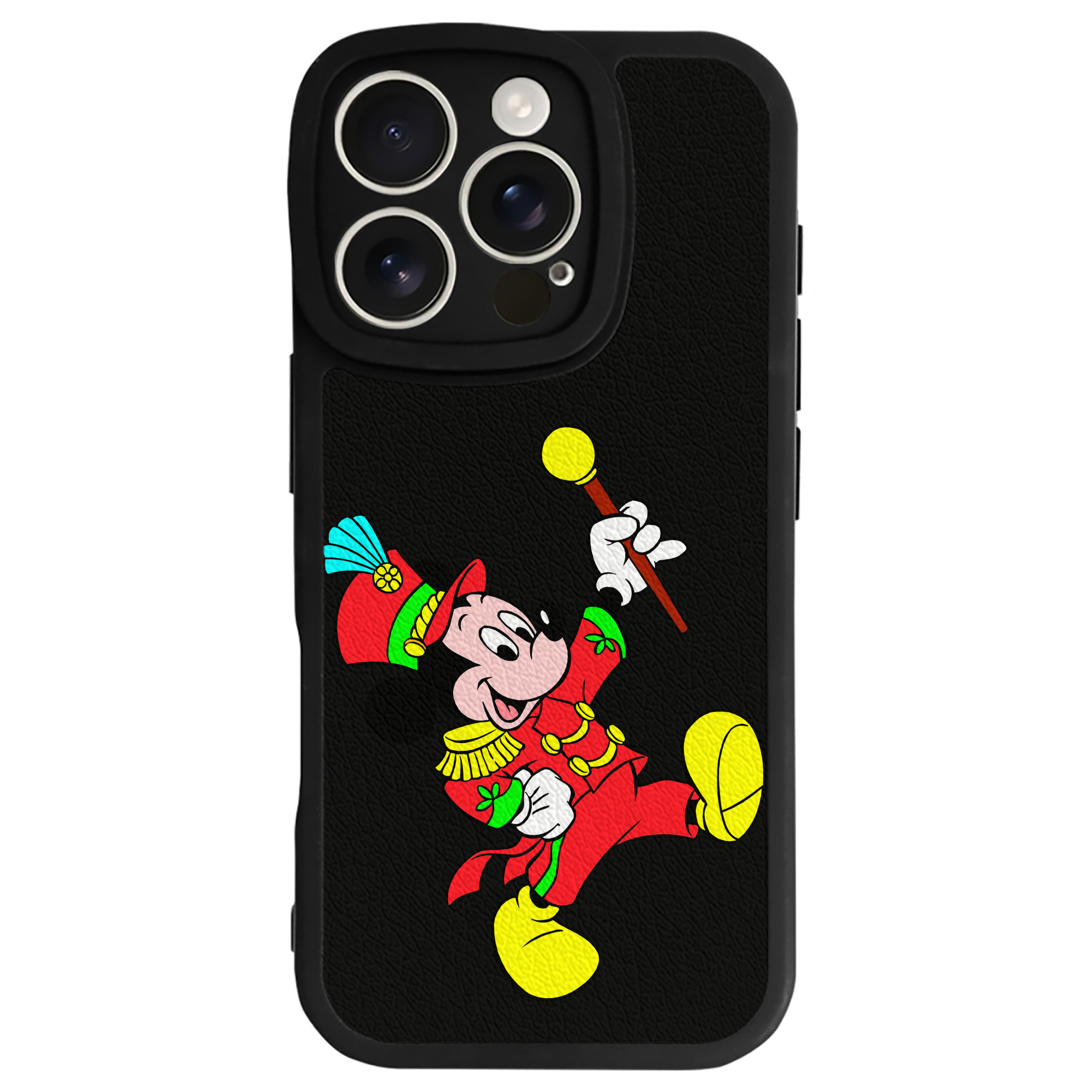 （画像用） ミッキーマウス Mickey Mouse 【iPhone 16シリーズ対応】シリコンスマホケース（レザー調） 材質：シリコン
